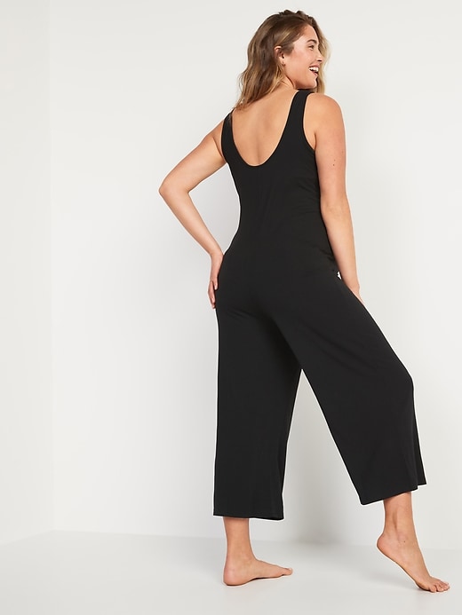 Wide Leg Cropped Maternity & Nursing Jumpsuit