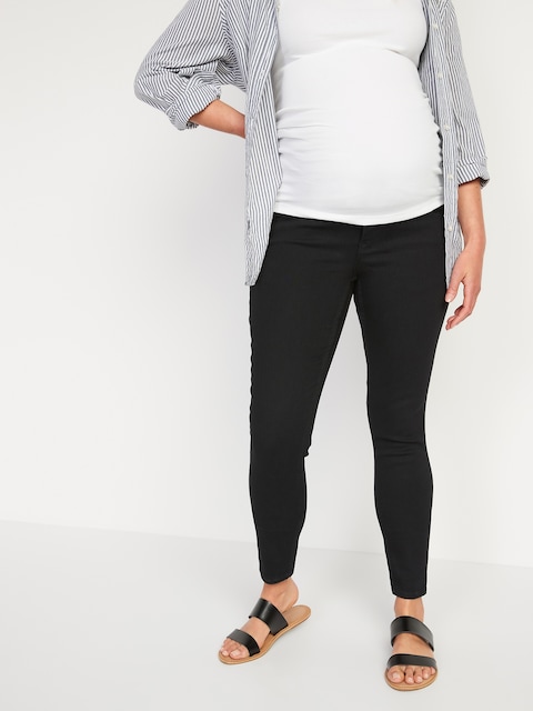 Maternity Rollover-Panel 360° Stretch Super-Skinny Jeans - Black Jack