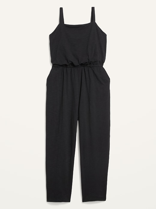 Image number 4 showing, Waist-Defined Cropped Slub-Knit Plus-Size Cami Jumpsuit