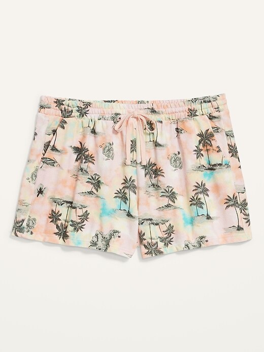 Image number 4 showing, High-Waisted Printed Cali-Fleece Plus-Size Shorts -- 3.5-inch inseam