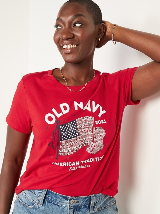 Old Navy 2021 U.S. Flag Graphic Tee for Women - 738077032000