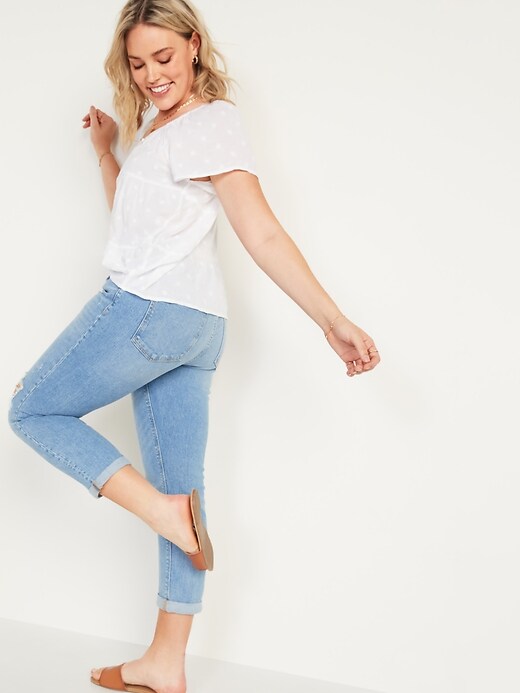 Image number 7 showing, Mid-Rise Boyfriend Straight Ripped Jeans for Women