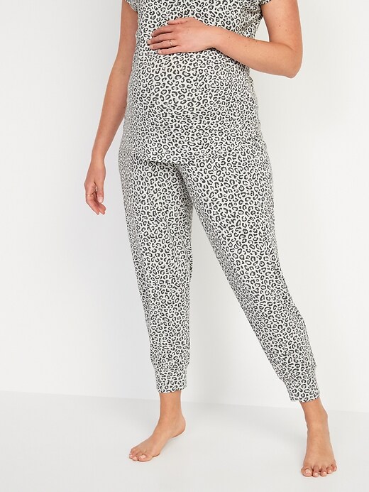 Image number 1 showing, Maternity Rollover-Waist Ultra-Soft Sunday Sleep Jogger Pants