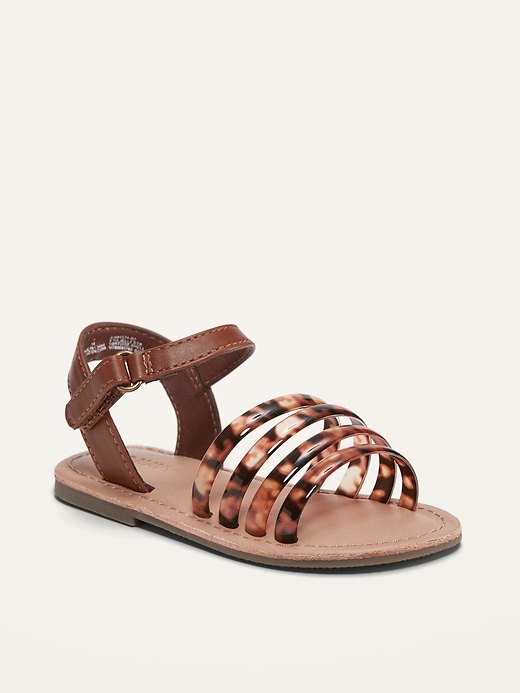 View large product image 1 of 1. Strappy Mixed-Material Sandals for Toddler Girls