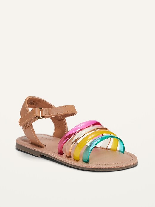 Strappy Mixed-Material Sandals for Toddler Girls