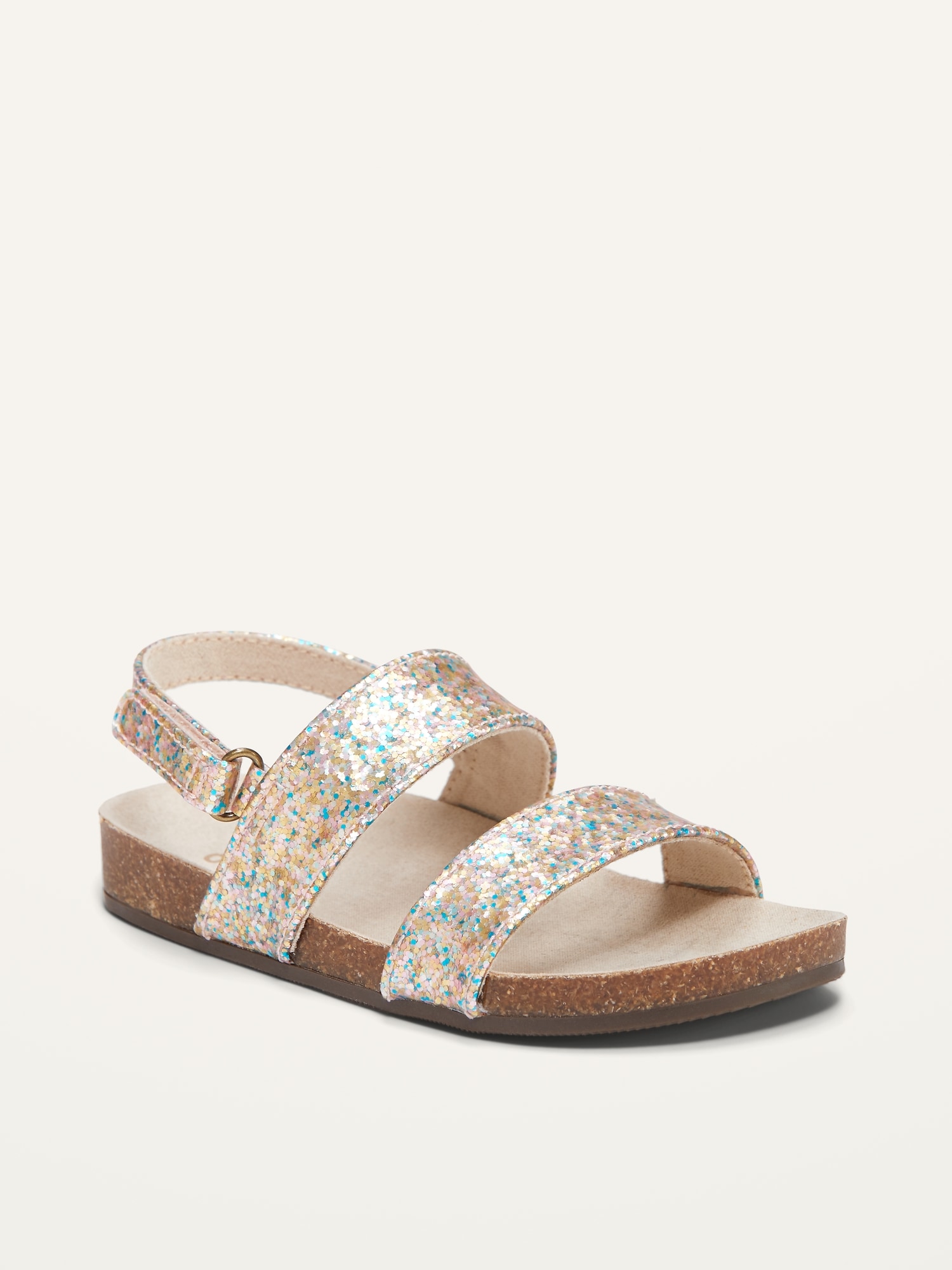 Multi-Glitter Double-Strap Sandals for Toddler Girls