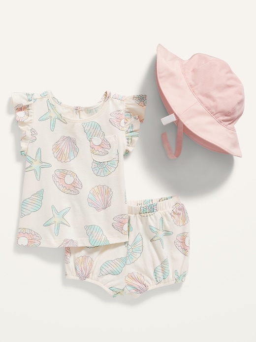 View large product image 1 of 2. 3-Piece Top, Bloomers and Hat Set for Baby