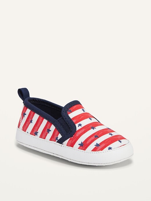 View large product image 1 of 4. Americana Canvas Slip-Ons for Baby