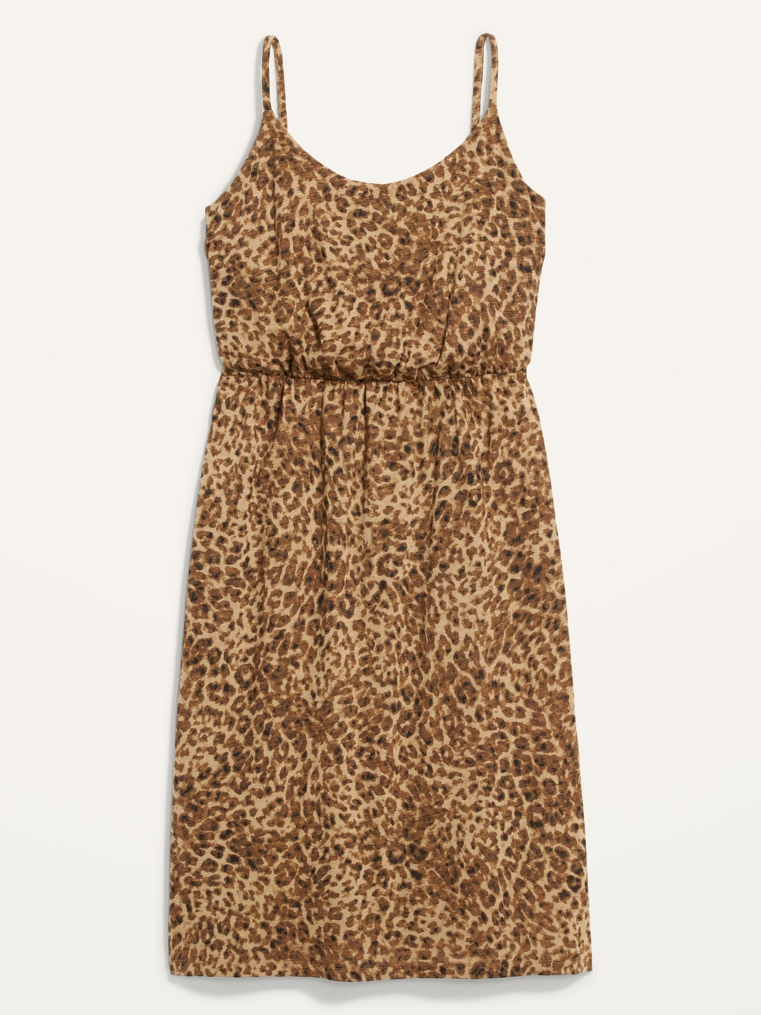 Waist-Defined Sleeveless Leopard-Print Slub-Knit Plus-Size Cami