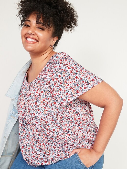 Image number 3 showing, Tiered Floral-Print Tie-Back Plus-Size Top