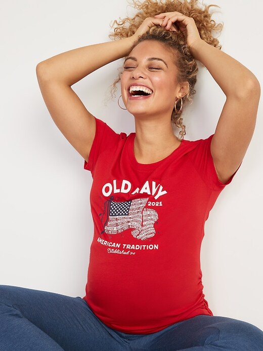 Image number 3 showing, Maternity 2021 Flag-Graphic Short-Sleeve Tee