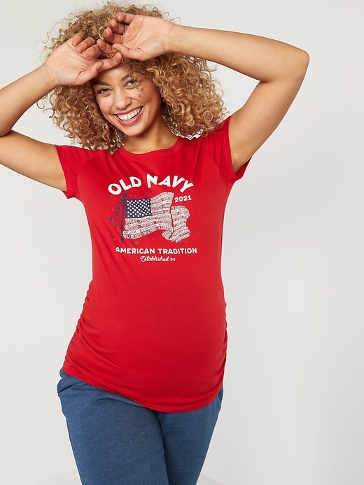 Image number 1 showing, Maternity 2021 Flag-Graphic Short-Sleeve Tee