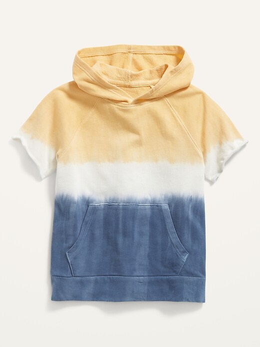View large product image 1 of 1. Short-Sleeve French Terry Specially-Dyed Pullover Hoodie for Boys