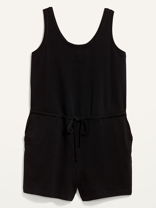 Image number 4 showing, Waist-Defined Sleeveless Plus-Size French-Terry Romper -- 3.5-inch inseam