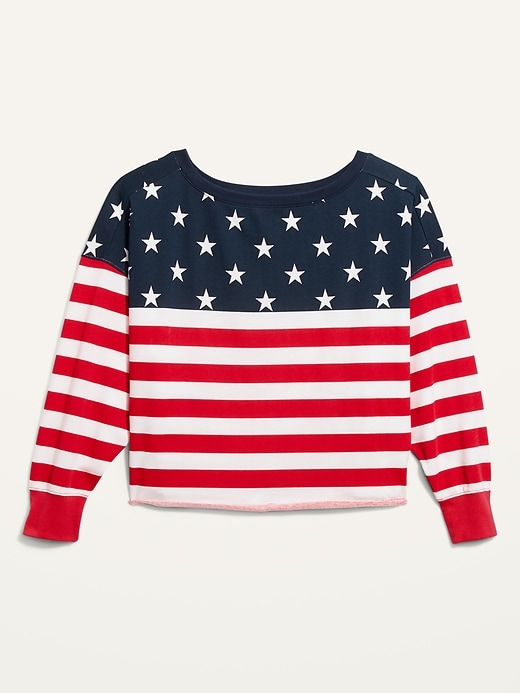 Image number 4 showing, Oversized Americana French-Terry Plus-Size Crop Sweatshirt