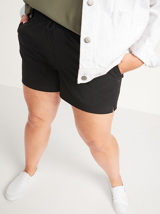 View large product image 1 of 1. High-Waisted StretchTech Plus-Size Shorts -- 4-inch inseam