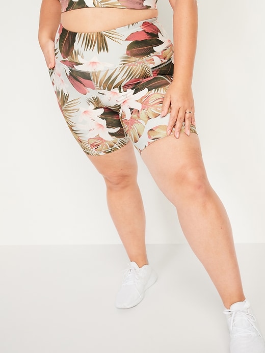 Image number 1 showing, High-Waisted PowerSoft Side-Pocket Plus-Size Biker Shorts -- 8-inch inseam