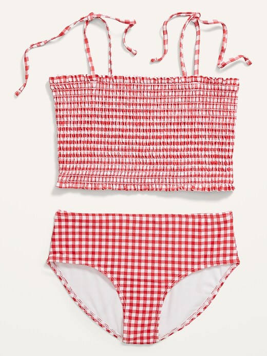 View large product image 1 of 2. Printed Smocked Tankini Swim Set for Girls