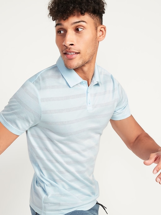 Old Navy Go-Dry Odor-Control Textured-Stripe Core Polo Shirt for Men. 1