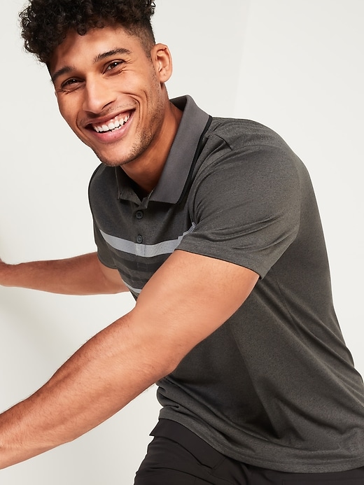 Image number 1 showing, Go-Dry Cool Odor-Control Striped Core Polo Shirt