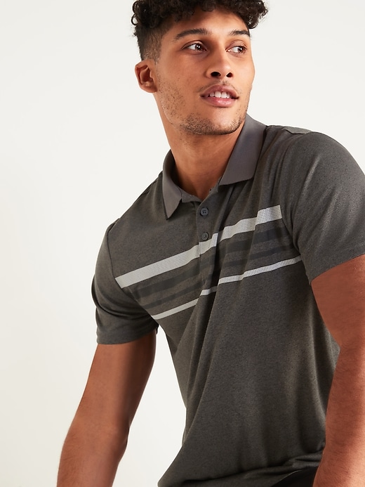 Image number 3 showing, Go-Dry Cool Odor-Control Striped Core Polo Shirt