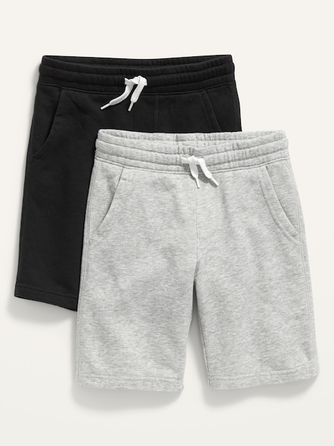 2-Pack Fleece Jogger Shorts for Boys (At Knee) - Black/Heather Gray