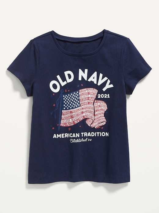 View large product image 1 of 1. 2021 Flag-Graphic Short-Sleeve T-Shirt for Girls