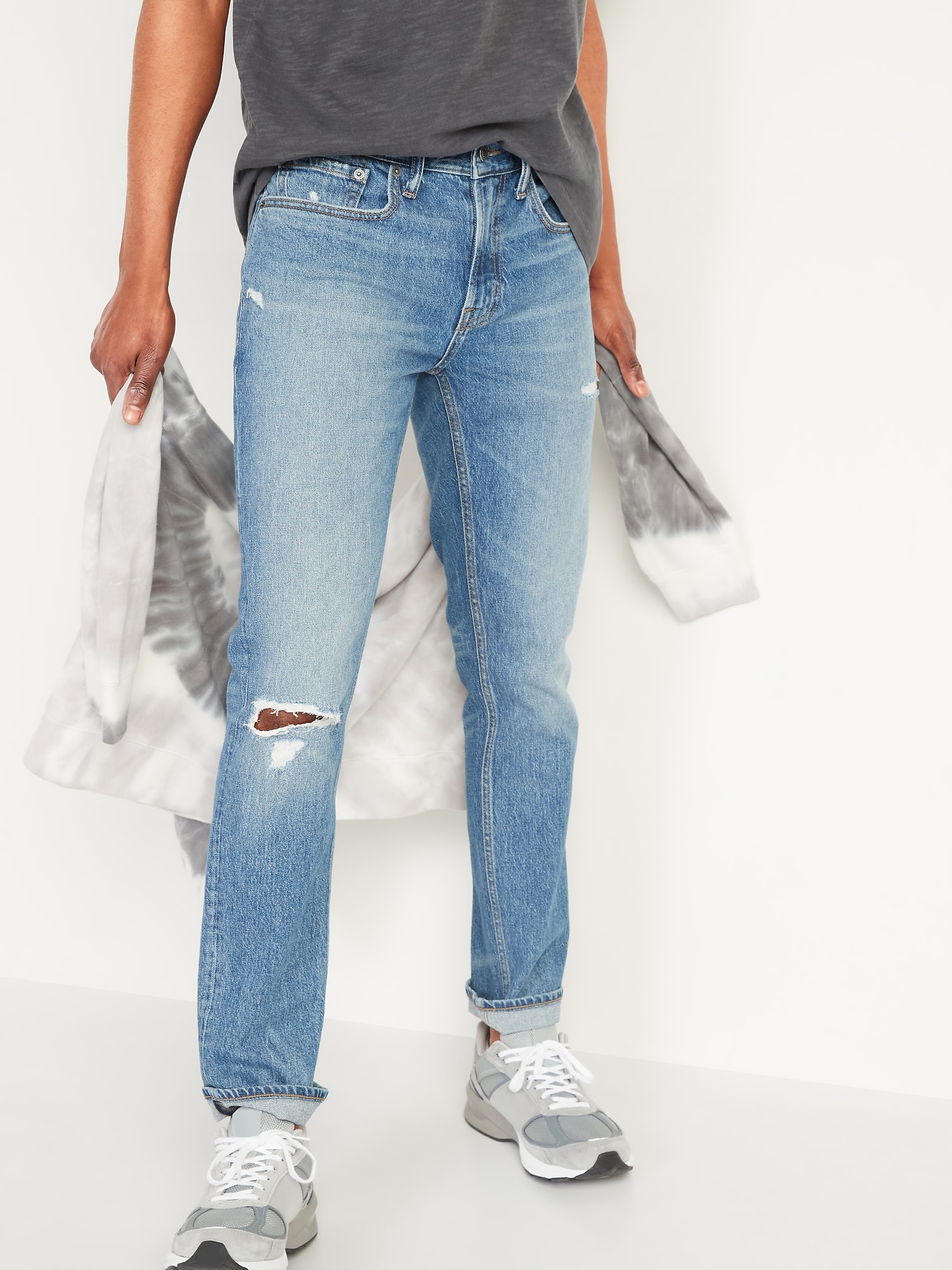 Skinny Built-In Flex Ripped Jeans for Men