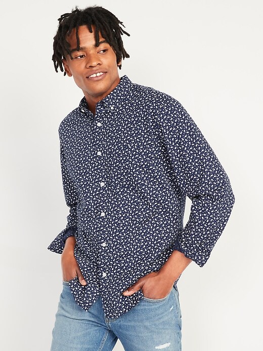 Old Navy Regular Fit Built-In Flex Everyday Printed Shirt for Men. 1