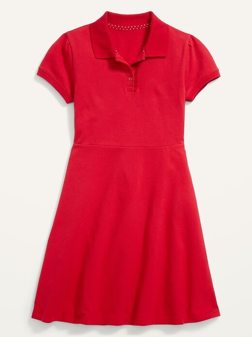 View large product image 1 of 1. School Uniform Pique-Knit Polo Dress for Girls