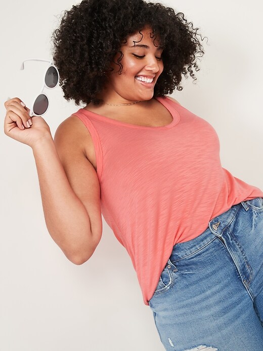 Image number 1 showing, Luxe Slub-Knit Plus-Size V-Neck Tank Top