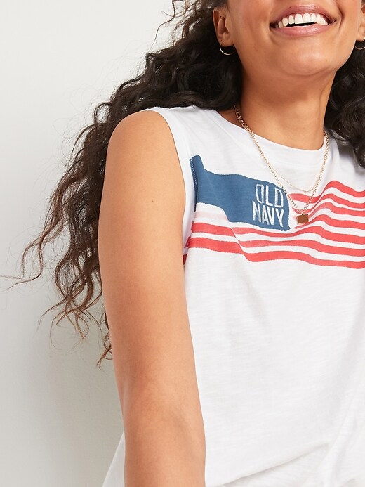 Image number 3 showing, Loose Americana Easy Sleeveless T-Shirt for Women