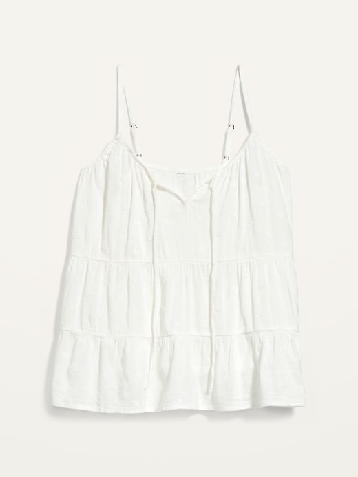 Image number 4 showing, Embroidered Tie-Front Tiered Sleeveless Top for Women