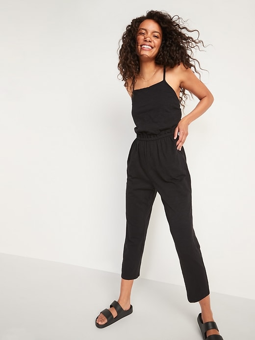 Old Navy Waist-Defined Sleeveless Cropped Cami Jumpsuit for Women. 1