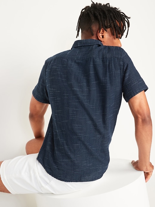 Image number 2 showing, Relaxed-Fit Dobby-Stripe Short-Sleeve Shirt