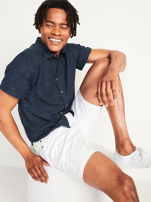 Image number 3 showing, Relaxed-Fit Dobby-Stripe Short-Sleeve Shirt