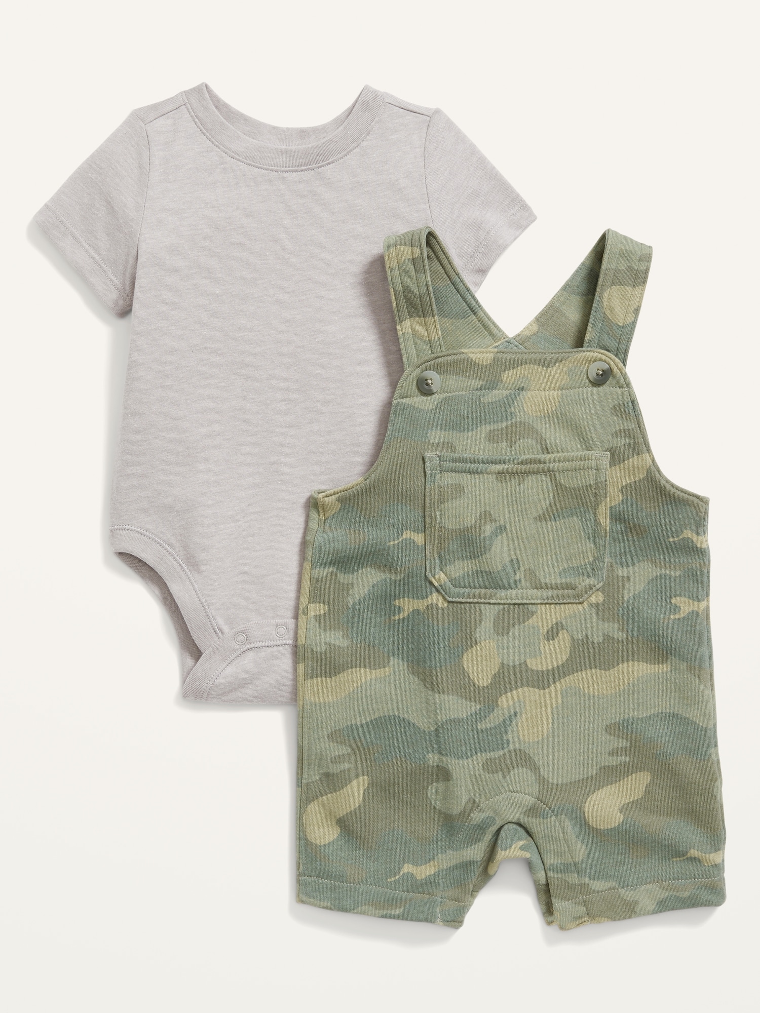 French Terry Overalls and Jersey Bodysuit Set for Baby