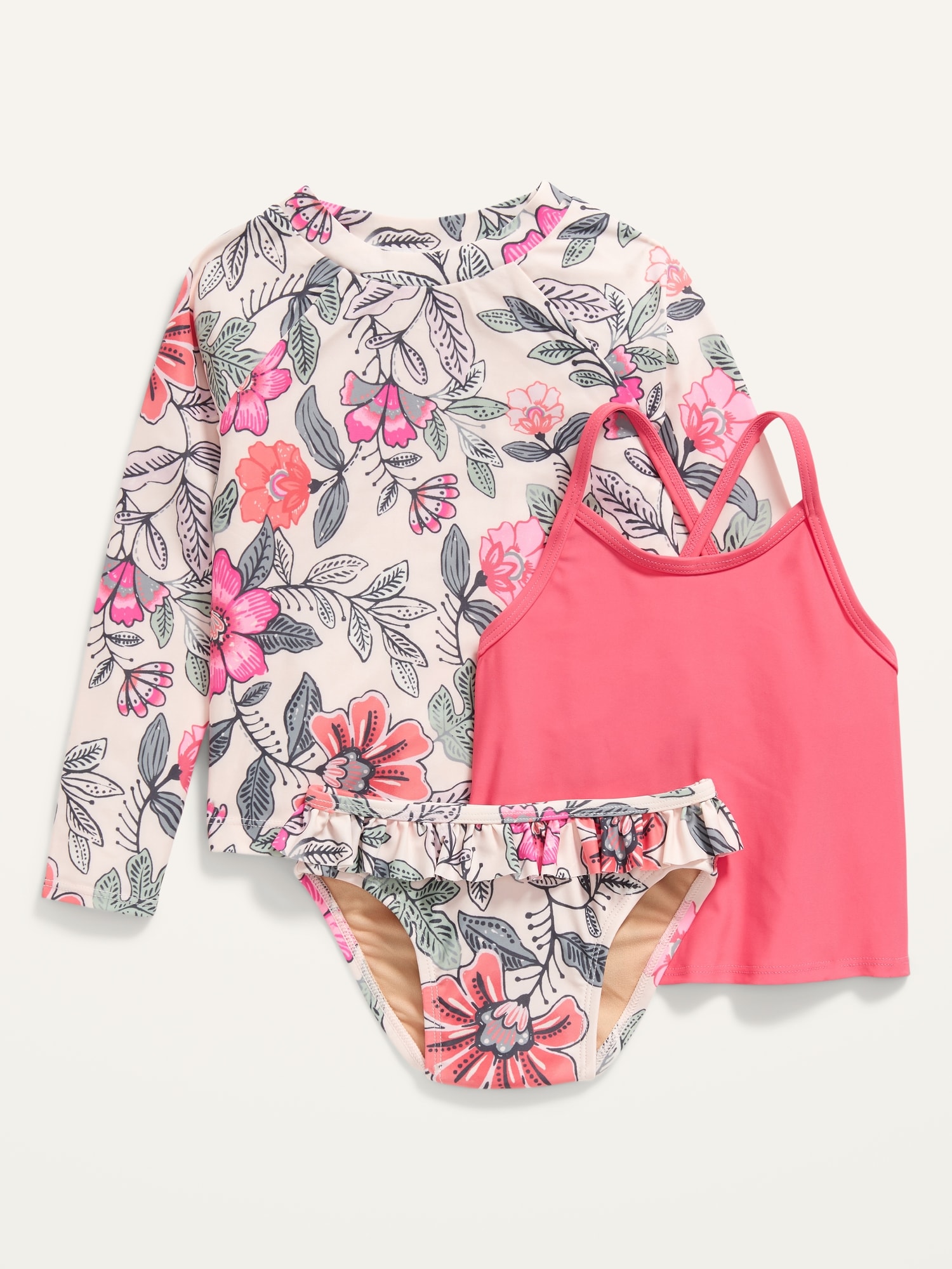 Rashguard, Tankini Top & Swim Bottoms 3Piece Set for Toddler Girls Old Navy