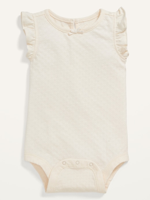 View large product image 1 of 2. Unisex Ruffle-Trim Jacquard Bodysuit for Baby