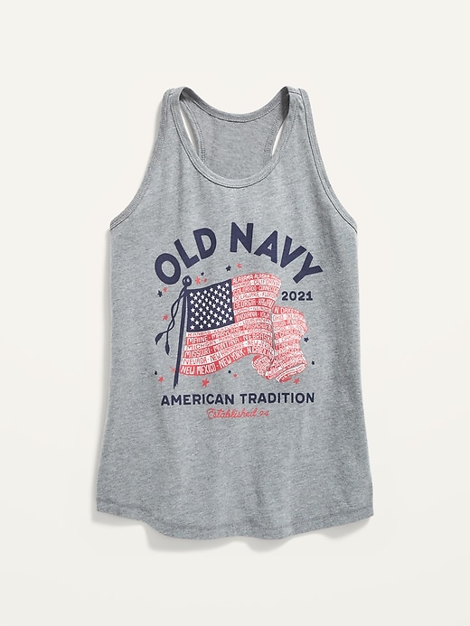 View large product image 1 of 1. Racerback 2021 Flag-Graphic Tank Top for Girls