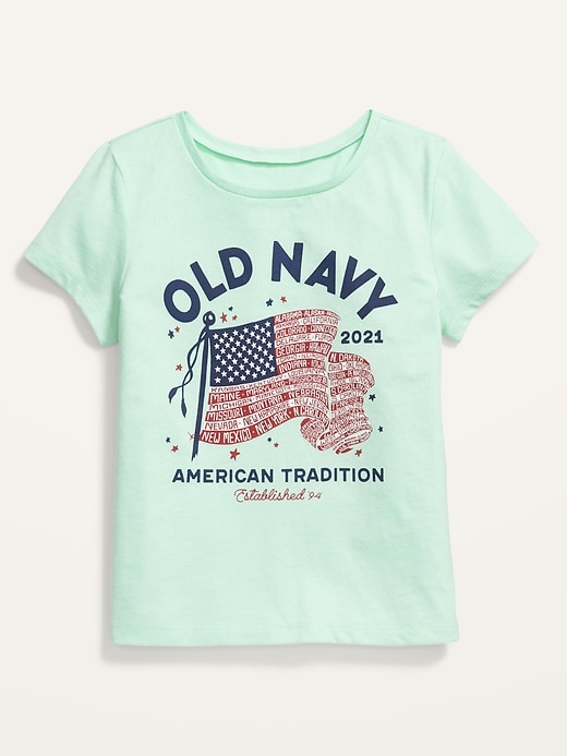 View large product image 1 of 2. 2021 Flag-Graphic Short-Sleeve T-Shirt for Girls