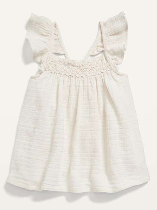 View large product image 1 of 2. Ruffle-Trim Dobby Swing Top for Toddler Girls