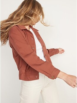 CROPPED TWILL UTILITY JACKET