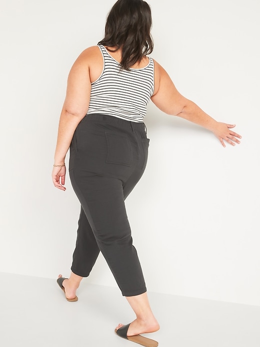 Image number 2 showing, High-Waisted Textured-Twill Plus-Size Utility Ankle Pants