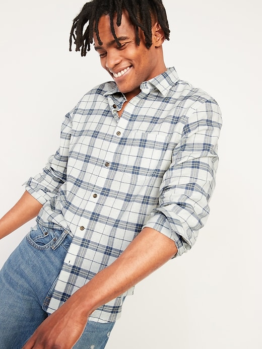 View large product image 1 of 1. Regular-Fit Plaid Linen-Blend Shirt