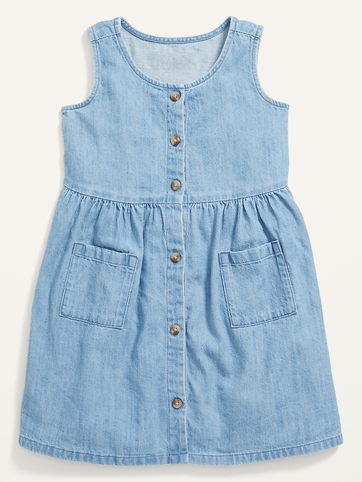 View large product image 1 of 2. Fit & Flare Button-Front Chambray Utility Dress for Toddler Girls