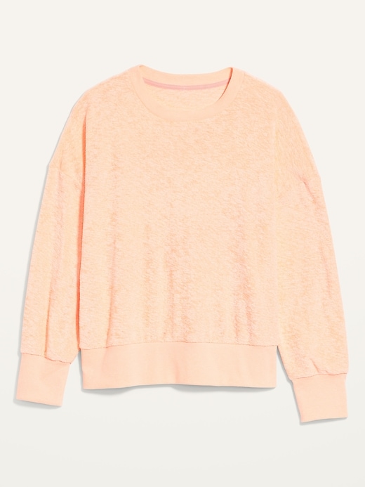 Image number 4 showing, Loose Cropped Long-Sleeve Terry Plus-Size Crew-Neck Sweatshirt