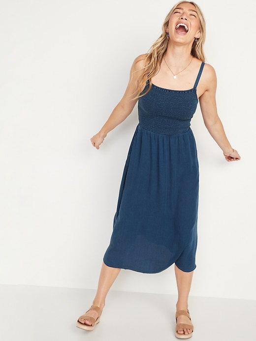 Image number 1 showing, Smocked Fit & Flare Cami Midi Dress