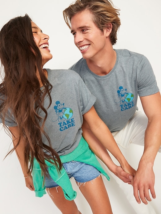 View large product image 1 of 2. Disney&#169 Mickey Mouse Earth Day Gender-Neutral Matching Graphic Tee for Adults