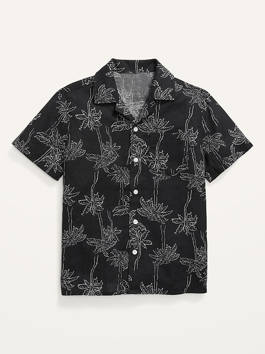 View large product image 1 of 2. Printed Linen-Blend Short-Sleeve Camp Shirt For Boys